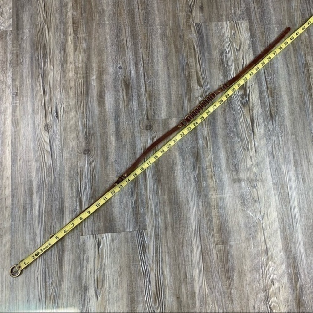 Brown Leather Brass Tone Hardware Belt - Picture 7 of 12